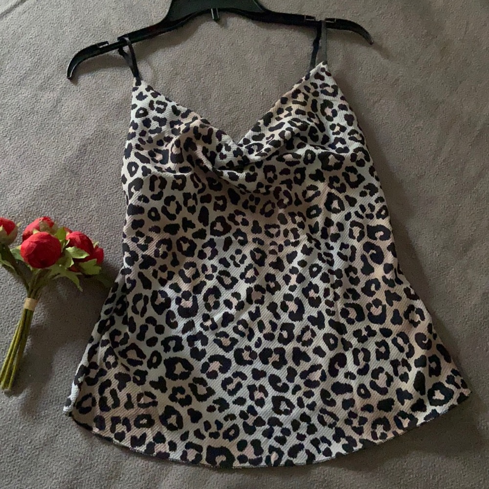 Nasty Gal cowl neck leopard cami